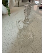 Vintage Crystal Clear Cut Glass Cruet With Stopper Oil Vinegar - $25.71 CAD
