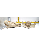 2 Drip Glaze Pottery Cherub Angel Shelf Sitters Glazed Cream White 9&quot;  &amp;... - $21.00