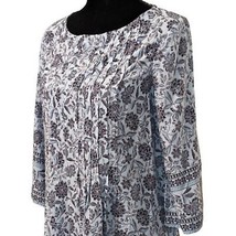 J Jill Women&#39;s Floral Print with Pintucks 3/4 Sleeve Blouse Size Small - £18.13 GBP