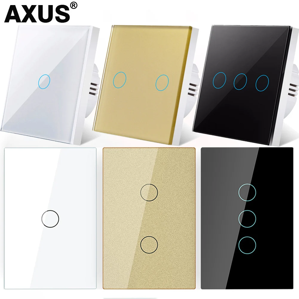 House Home AXUS EU/US AC100-240V Tempered White Crystal GlA Touch Switch Panel W - £19.77 GBP