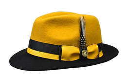 Men Bruno Capelo Dress Hat Australian Wool Fedora Caesar Gold Black Ca349 image 6