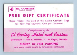 Vtg El Cortez Hotel Casino Free Gift Certificate Las Vegas NV free Parking N4 - £24.35 GBP