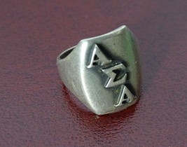 VINTAGE 50s Alpha Sigma Alpha Sorority Sterling Silver Wide Band Ring, est sz 5 - £69.63 GBP