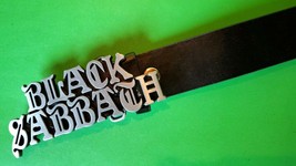 BLACK SABBATH Epoxy PHOTO MUSIC BELT BUCKLE&amp; Black Bonded Leather Belt (... - $29.65