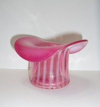 Fenton Glass Cranberry Opalescent Line Optic Top Hot Vase - £75.38 GBP