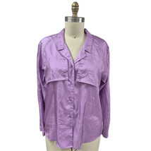 Vtg 80s 90s Diane Von Furstenberg Lilac Purple Crinkle Tab SLeeve Shirt ... - $33.86