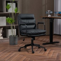 Office Chair, Ergonomic Mid Back PU Leather Swivel Desk Chair Recline - $132.99