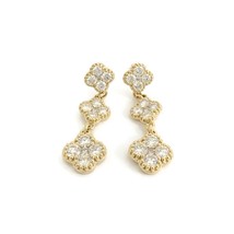 Authenticity Guarantee 
Cluster Diamond Clover Dangle Drop Earrings 14K Yello... - £2,407.13 GBP