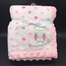 Carter&#39;s Owl Baby Blanket Minky Polka Dots Sherpa Child of Mine Pink - £31.96 GBP