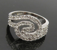 925 Sterling Silver - Shiny White Topaz Open Spiral Band Ring Sz 10 - RG16303 - £22.76 GBP