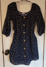 Womens S Day to Day Blu Pepper Navy Blue White Polka Dots Dress - £22.57 GBP