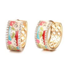 New Fashion Enamel Flower Huggie Hoop Earrings for Women Boho Natural Zi... - £11.13 GBP