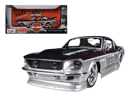 1967 Ford Mustang GT Red and Silver &quot;Harley Davidson&quot; 1/24 Diecast Model Car ... - £36.52 GBP