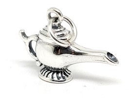 Genie Lamp 3D Tiny Charm 925 Sterling Silver Small Cute Bracelet Charm Pendant - £12.48 GBP