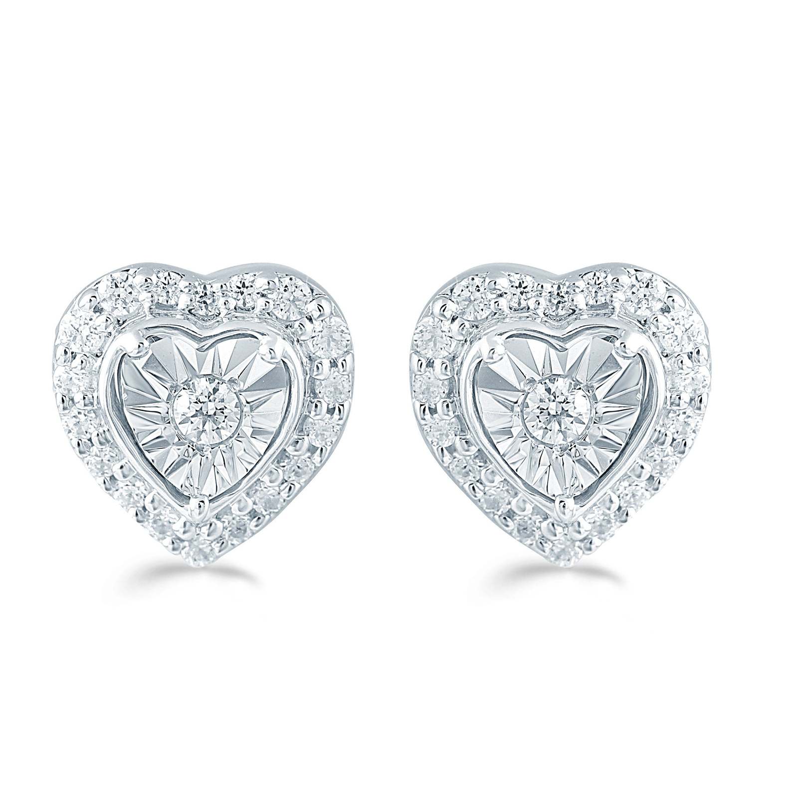 1/4Ctw Diamond Heart Cluster Fashion Stud Earring in Sterling Silver - £43.95 GBP