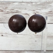 Vintage Clip On Earrings Dark Brown Domed Circle 7/8&quot; - £11.73 GBP