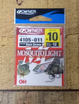 Owner Mosquito Light 12 Pack Fishing Hook Size 10 Black Chrome 4105-011 - £4.71 GBP