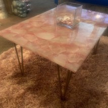 Rose Quartz Dining Table, Handmade Furniture, Luxury Quartz Hallway Table Decors - $250.17+