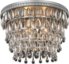 Flush-Mount Ceiling Light NORDIC Contemporary Antique Silver Royal-Cut Crystal - £375.39 GBP
