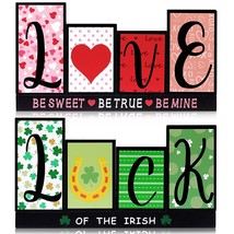 5 Pieces Valentine'S Day Table Love Signs Set Reversible Valentine'S Day St. Pat - £19.66 GBP