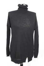Vince S Black Viscose Wool Thin-Knit Drop Shoulder Turtleneck Sweater - £18.74 GBP