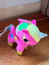 Small TokiDoki Neon Star Hot Pink Plush Unicorn Pegasus Stuffed Animal Backpack - £7.55 GBP