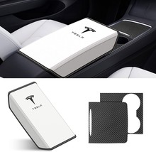 Car Armrest Box Cover &amp; Center Console Wrap Kit for Tesla Model 3/Y 2021 2022 20 - £42.46 GBP
