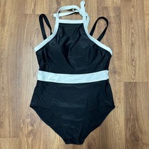 Terra &amp;  Sky Womens Black White One Piece Swim Suit Halter Size 1X 16W-8... - £16.26 GBP