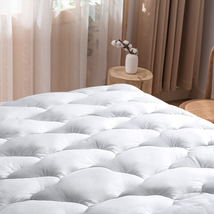 Waterproof Mattress Pad Cotton Top Pillowtop Matress Topper Cover Fitted Quilted - £58.84 GBP+