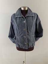 Chicos Blue Jean Jacket Denim Size 1 M (8) Lightweight Big Collar Embroidery - £21.25 GBP