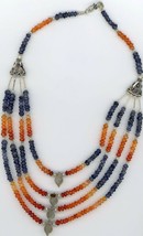 Necklace5 made with Gemstones and Ornate Silver guides, Dark Ametyst and... - $59.35