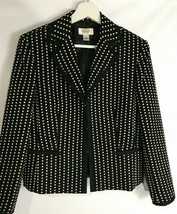 Talbots Blazer Fitted Jacket Black Tan Lined Career Casual SZ 10 - £40.46 GBP