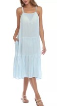 Swim Cover Up Tiered Dress Aqua Stripe Size Medium RAVIYA $54 - NWT - £7.18 GBP