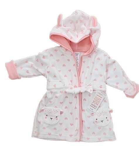Primary image for Carter's Just One You ~ Infant Size 0-9 Months ~ Pink & White Cotton Hooded Robe
