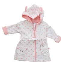Carter&#39;s Just One You ~ Infant Size 0-9 Months ~ Pink &amp; White Cotton Hooded Robe - £14.77 GBP
