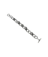 Zeckos Curb Chain Link Bracelet with Skulls and Toggle Clasp - £11.38 GBP