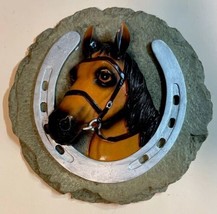 Horse Stepping Stone Wall Hang Horse Shoe Round Spoontiques - $19.59