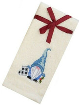 Avanti Gnome Fingertip Towels Embroidered Buffalo Christmas Set of 2 Blue White - $36.14