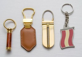 Lot of 4 Mixed High Quality Keychain Keyring, Flag, Gold Silver - $7.67