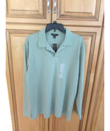 Alfani Dressy Mens Polo Light Green Long Sleeves Sz Medium - $12.82