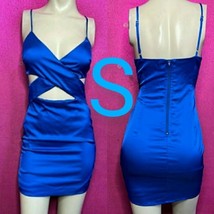 Royal Blue Satin Cami Sexy Night Out Dress Size S - £22.79 GBP