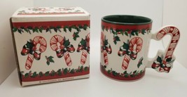 Susan Barger Candy Cane Coffee Mug Cup VTG 1993 Flowers Inc. With Original Box - £15.61 GBP