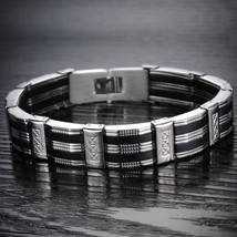 316L Stainless Steel Man Bracelet for Men Men&#39;s Silicone Bracelets &amp; Bangles Fas - £12.12 GBP