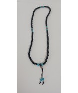 Black and Turquoise Glass beads necklace 28&quot; - $252.48 MXN
