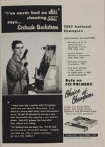 1958 Print Ad CCI Primers 1957 National Shooting Champ Gertrude Backstrom - $14.38