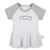 Though She Be But Little She Is Fierce Newborn Baby Dress Infant Cotton Clothes - £10.48 GBP