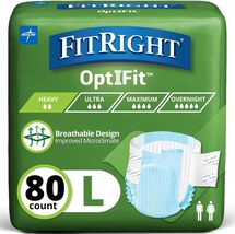 80 Count FitRight OptiFit Adult Incontinence Briefs w/ Tabs Size Large - $49.49