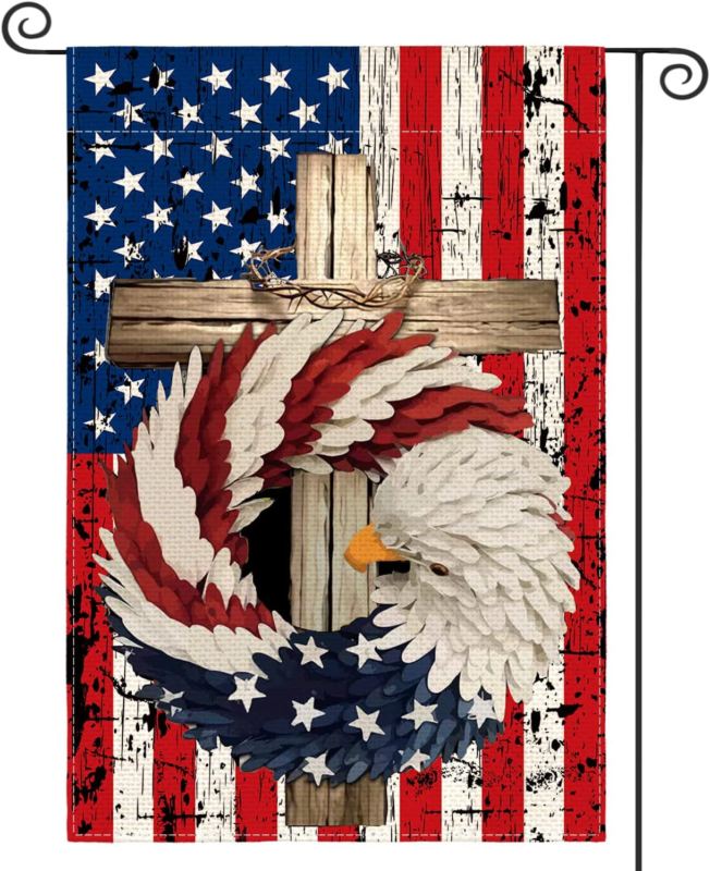 Primary image for AVOIN Colorlife Patriotic Stars and Stripes Eagle Wreath Garden Flag 12X18 Inch 
