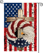 AVOIN Colorlife Patriotic Stars and Stripes Eagle Wreath Garden Flag 12X18 Inch  - £11.08 GBP