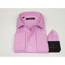 Men's Shirt FAMOZO Turkey 100% Cotton Cut-away Collar French Cuffs FA1 Pink image 3